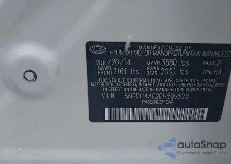 2014 Hyundai Elantra Se from USA, damaged, VIN 5NPDH4AE2EH509528